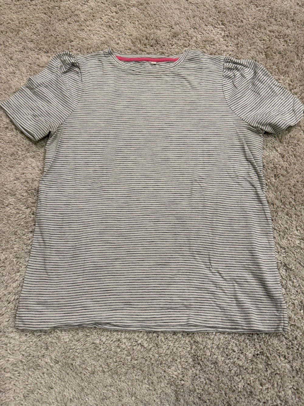 Boden Crewneck Striped Short Sleeve Tee - White & Black